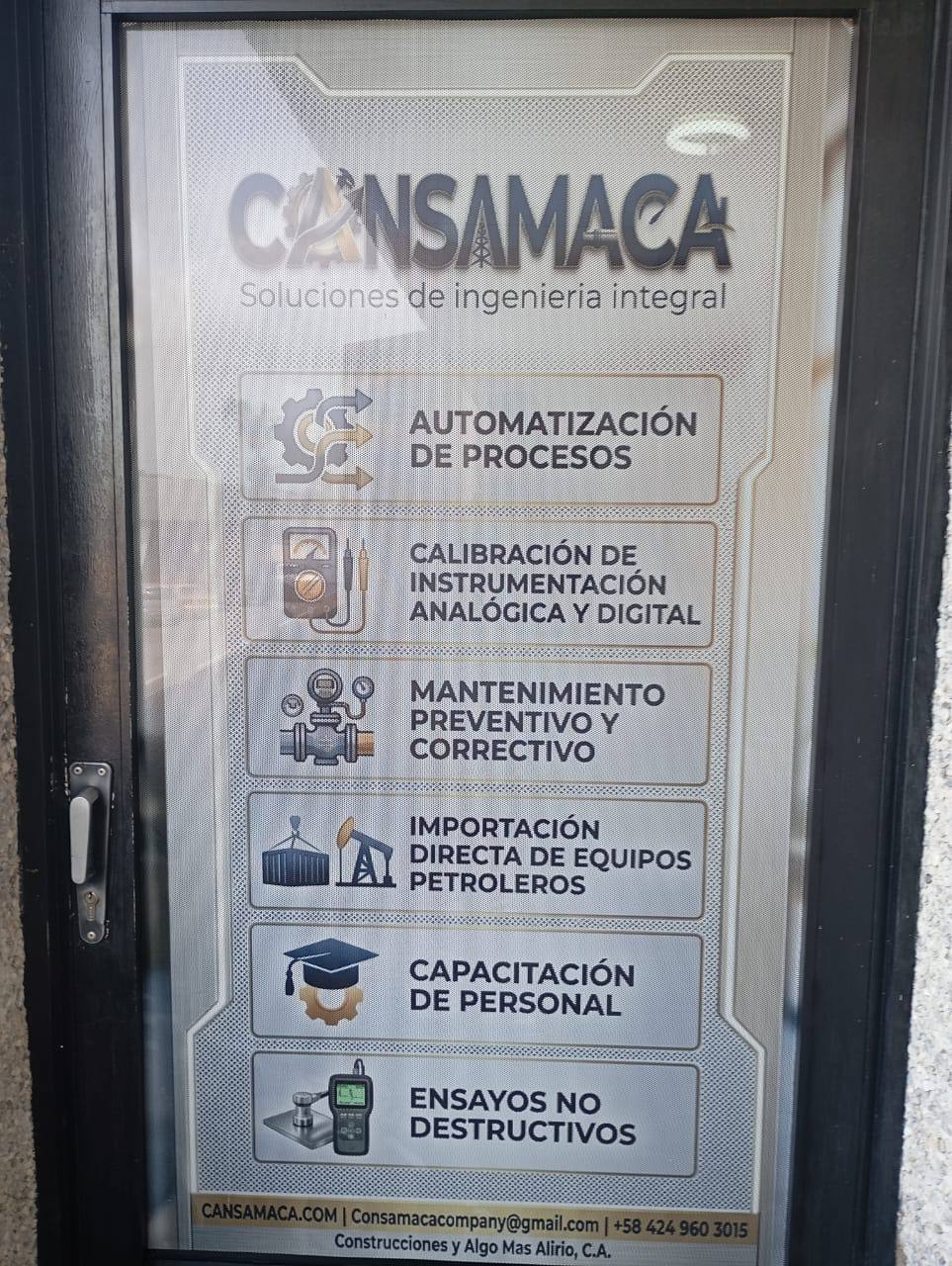 Aviso de servicios de ingeniería integral de Consamaca